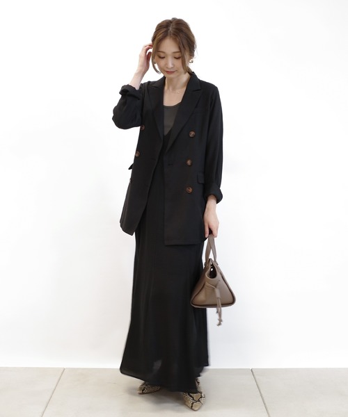 DouDou（ドゥドゥ）の「Wシャツジャケット（テーラードジャケット・レディース・ブラック/ベージュ/イエロー・FREE）」の4枚目の写真