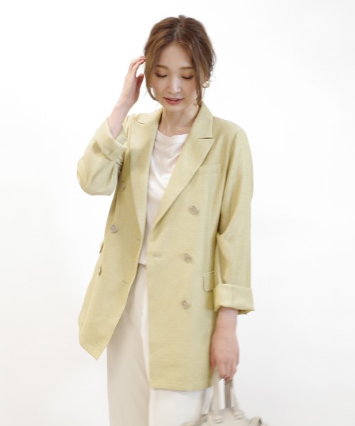 DouDou（ドゥドゥ）の「Wシャツジャケット（テーラードジャケット・レディース・ブラック/ベージュ/イエロー・FREE）」の17枚目の写真