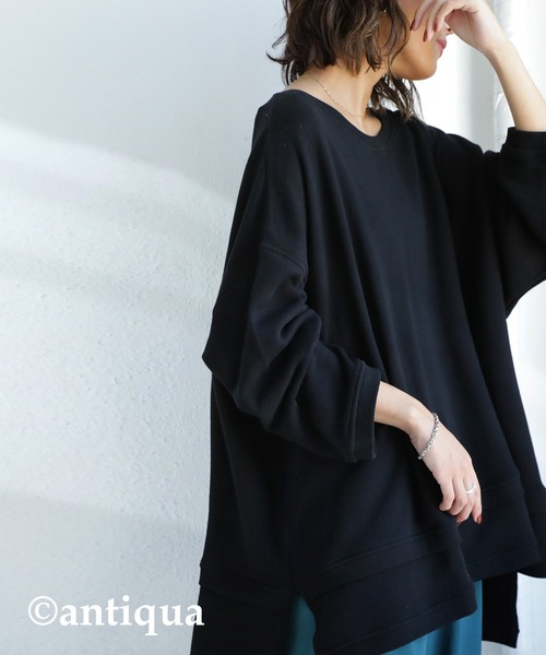 antiqua(アンティカ)の「裏毛スリットトップス(スウェット・レディース・ホワイト/ブルー系その他/ピンク系その他/モカ/ベージュ/ブラック/パープル系その他・FREE)」の19枚目の写真