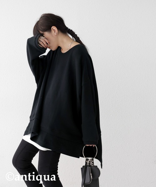 antiqua(アンティカ)の「裏毛スリットトップス(スウェット・レディース・ホワイト/ブルー系その他/ピンク系その他/モカ/ベージュ/ブラック/パープル系その他・FREE)」の21枚目の写真