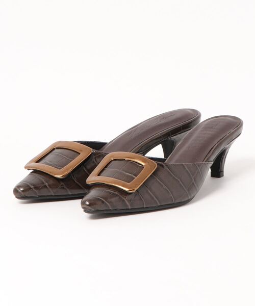 KOBE LETTUCE(コウベレタス)の「スクエアモチーフミュール(パンプス・レディース・グレイッシュベージュ/ワイン/ブラウン系その他/ブラック/カーキ・LL/S/M/L)」の1枚目の写真
