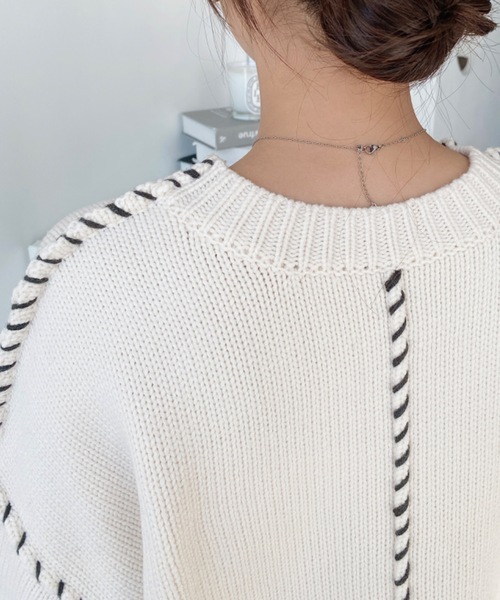 新品タグ付き♡ELLIE ハンドメイドロゴニット ブラウン ハンドメイド