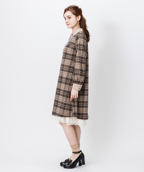 ワンピース Axesチェック柄サックワンピース ワンピース Axes Femme アクシーズファム のファッション