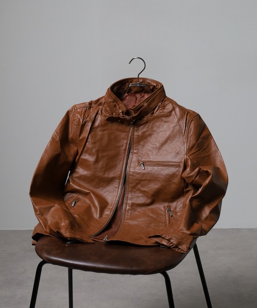 EVOLUTION（エボリューション）の「【EVOLUTION】レザーライダーズブルゾン（ライダースジャケット・メンズ・ブラウン/ブラック・M/L/2L）」の4枚目の写真