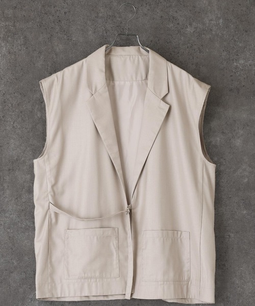 act'm（アクトム）の「テーラードカラー オーバーサイズ ジレベスト（ベスト・メンズ・ブラック/チョコ/グレイッシュベージュ・S/M/L）」の3枚目の写真