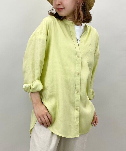 fredy repit（フレディレピ）の「[新色追加]リネンバンドカラーシャツ（シャツ/ブラウス・レディース・アイボリー/ホワイト系その他4/ブラウン/ブラウン系その他/ライトブルー/イエロー系その他/グリーン/ピンク・38）」の8枚目の写真