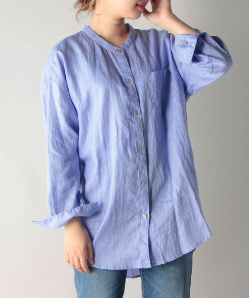 fredy repit（フレディレピ）の「[新色追加]リネンバンドカラーシャツ（シャツ/ブラウス・レディース・アイボリー/ホワイト系その他4/ブラウン/ブラウン系その他/ライトブルー/イエロー系その他/グリーン/ピンク・38）」の7枚目の写真