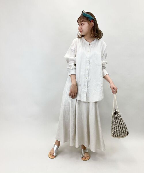 fredy repit（フレディレピ）の「[新色追加]リネンバンドカラーシャツ（シャツ/ブラウス・レディース・アイボリー/ホワイト系その他4/ブラウン/ブラウン系その他/ライトブルー/イエロー系その他/グリーン/ピンク・38）」の18枚目の写真