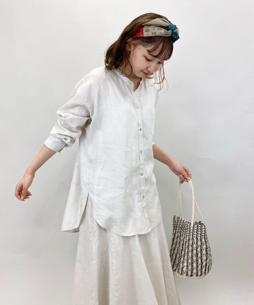fredy repit（フレディレピ）の「[新色追加]リネンバンドカラーシャツ（シャツ/ブラウス・レディース・アイボリー/ホワイト系その他4/ブラウン/ブラウン系その他/ライトブルー/イエロー系その他/グリーン/ピンク・38）」の10枚目の写真