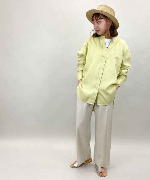 fredy repit（フレディレピ）の「[新色追加]リネンバンドカラーシャツ（シャツ/ブラウス・レディース・アイボリー/ホワイト系その他4/ブラウン/ブラウン系その他/ライトブルー/イエロー系その他/グリーン/ピンク・38）」の19枚目の写真