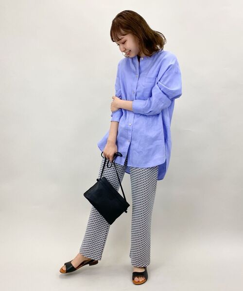 fredy repit（フレディレピ）の「[新色追加]リネンバンドカラーシャツ（シャツ/ブラウス・レディース・アイボリー/ホワイト系その他4/ブラウン/ブラウン系その他/ライトブルー/イエロー系その他/グリーン/ピンク・38）」の12枚目の写真