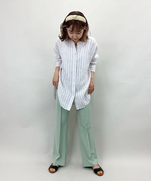 fredy repit（フレディレピ）の「[新色追加]リネンバンドカラーシャツ（シャツ/ブラウス・レディース・アイボリー/ホワイト系その他4/ブラウン/ブラウン系その他/ライトブルー/イエロー系その他/グリーン/ピンク・38）」の15枚目の写真