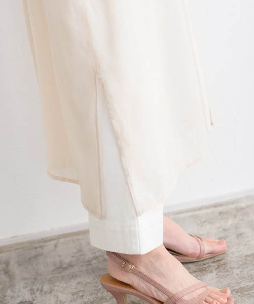Pierrot(ピエロ)の「シアーロングシャツワンピース(シャツワンピース・レディース・アイボリー/ライトベージュ/ミント・M/L)」の9枚目の写真