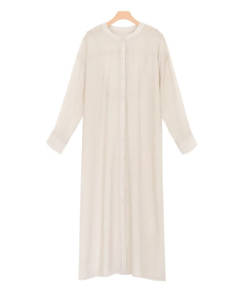 Pierrot(ピエロ)の「シアーロングシャツワンピース(シャツワンピース・レディース・アイボリー/ライトベージュ/ミント・M/L)」の14枚目の写真