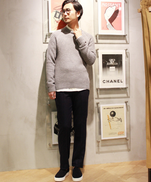 EDIFICE（エディフィス）の「◇クロスケーブル C/N P/O（ニット/セーター・メンズ・グリーン/ネイビー/チャコールグレー/ボルドー・46/48/44）」の13枚目の写真