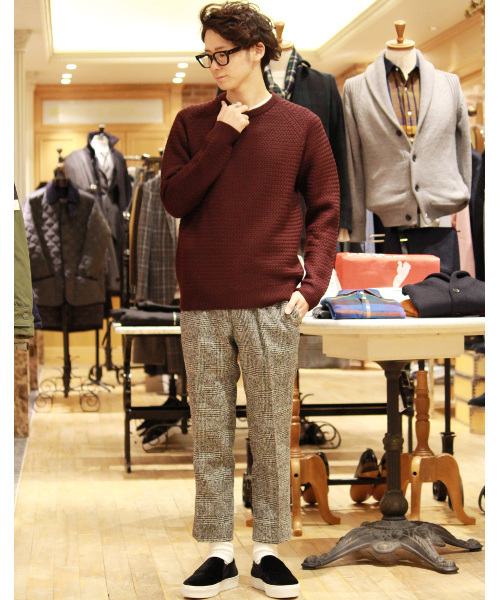 EDIFICE（エディフィス）の「◇クロスケーブル C/N P/O（ニット/セーター・メンズ・グリーン/ネイビー/チャコールグレー/ボルドー・46/48/44）」の15枚目の写真