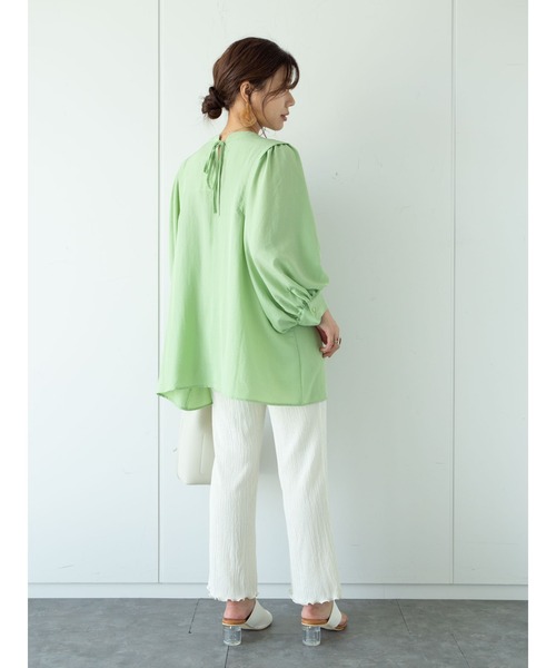 Green　Parks（グリーンパークス）の「ボリューム袖チュニック＊（Tシャツ/カットソー・レディース・オフホワイト/ライトベージュ/グリーン・FREE）」の16枚目の写真