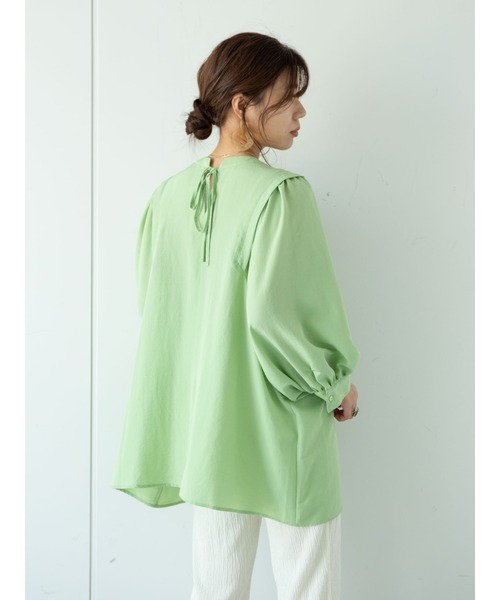 Green　Parks（グリーンパークス）の「ボリューム袖チュニック＊（Tシャツ/カットソー・レディース・オフホワイト/ライトベージュ/グリーン・FREE）」の8枚目の写真