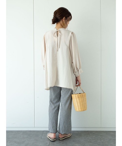 Green　Parks（グリーンパークス）の「ボリューム袖チュニック＊（Tシャツ/カットソー・レディース・オフホワイト/ライトベージュ/グリーン・FREE）」の10枚目の写真