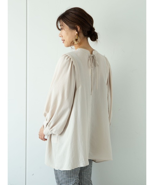 Green　Parks（グリーンパークス）の「ボリューム袖チュニック＊（Tシャツ/カットソー・レディース・オフホワイト/ライトベージュ/グリーン・FREE）」の7枚目の写真