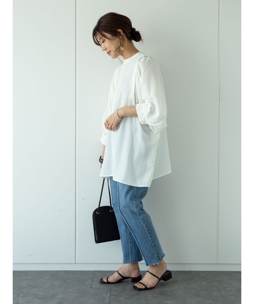 Green　Parks（グリーンパークス）の「ボリューム袖チュニック＊（Tシャツ/カットソー・レディース・オフホワイト/ライトベージュ/グリーン・FREE）」の17枚目の写真