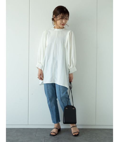 Green　Parks（グリーンパークス）の「ボリューム袖チュニック＊（Tシャツ/カットソー・レディース・オフホワイト/ライトベージュ/グリーン・FREE）」の9枚目の写真