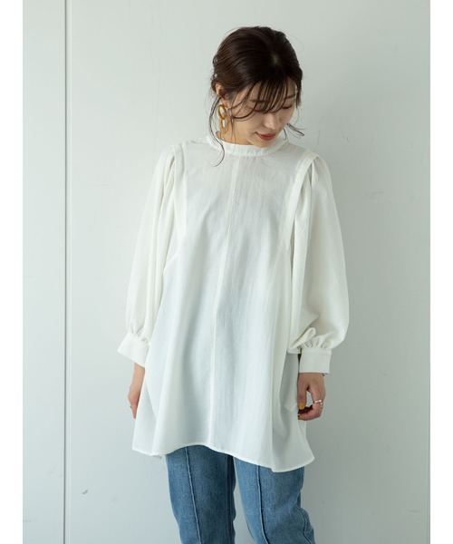 Green　Parks（グリーンパークス）の「ボリューム袖チュニック＊（Tシャツ/カットソー・レディース・オフホワイト/ライトベージュ/グリーン・FREE）」の11枚目の写真