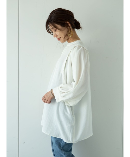 Green　Parks（グリーンパークス）の「ボリューム袖チュニック＊（Tシャツ/カットソー・レディース・オフホワイト/ライトベージュ/グリーン・FREE）」の15枚目の写真