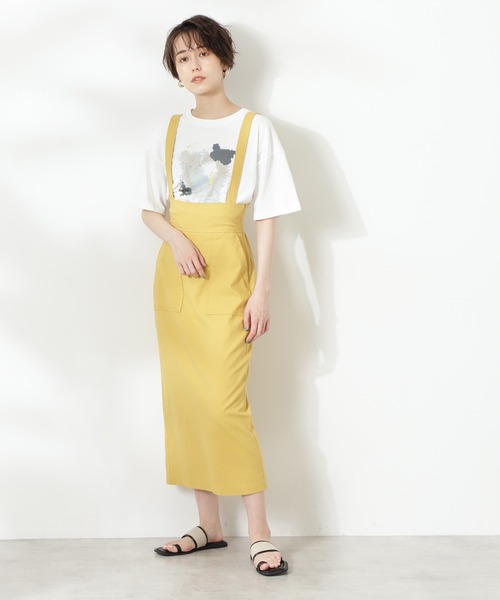 N.（N. Natural Beauty Basic）（エヌエヌナチュラルビューティーベーシック）の「◆サスペンダー付麻混タイトスカート（スカート・レディース・チャコールグレー/イエロー/ブルーパープル・MEDIUM）」の5枚目の写真