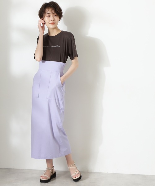 N.（N. Natural Beauty Basic）（エヌエヌナチュラルビューティーベーシック）の「◆サスペンダー付麻混タイトスカート（スカート・レディース・チャコールグレー/イエロー/ブルーパープル・MEDIUM）」の21枚目の写真