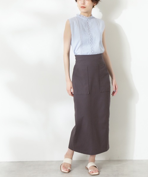 N.（N. Natural Beauty Basic）（エヌエヌナチュラルビューティーベーシック）の「◆サスペンダー付麻混タイトスカート（スカート・レディース・チャコールグレー/イエロー/ブルーパープル・MEDIUM）」の17枚目の写真