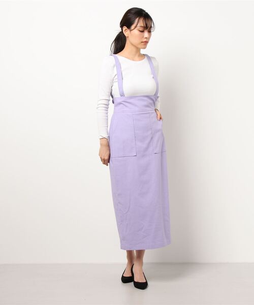 N.（N. Natural Beauty Basic）（エヌエヌナチュラルビューティーベーシック）の「◆サスペンダー付麻混タイトスカート（スカート・レディース・チャコールグレー/イエロー/ブルーパープル・MEDIUM）」の10枚目の写真