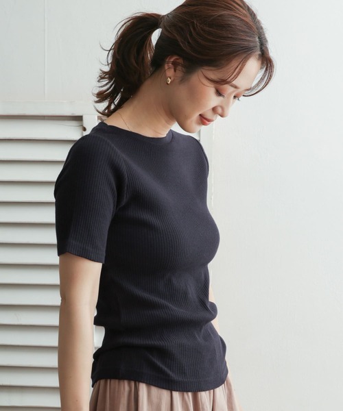 URBAN RESEARCH DOORS（アーバンリサーチドアーズ）の「針抜き半袖カットソー（Tシャツ/カットソー・レディース・ブラック/ネイビー/オフホワイト/ライトベージュ・ONE）」の22枚目の写真