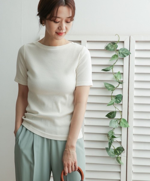「URBAN RESEARCH DOORS」 半袖カットソー MEDIUM オフホワイト レディース セール】針抜き半袖カットソー（Tシャツ/カットソー）｜URBAN