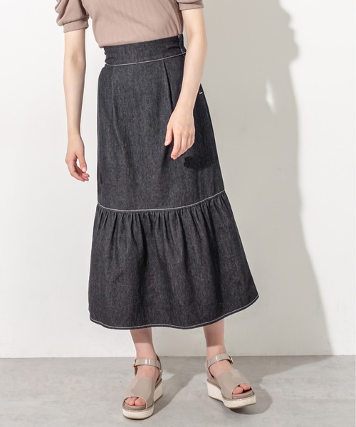 OLIVE des OLIVE（オリーブデオリーブ）の「サス付マーメイドスカート（スカート・レディース・サックスブルー/ブラック/ワンウォッシュ・FREE）」の2枚目の写真