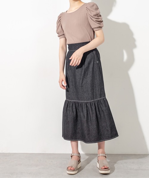 OLIVE des OLIVE（オリーブデオリーブ）の「サス付マーメイドスカート（スカート・レディース・サックスブルー/ブラック/ワンウォッシュ・FREE）」の10枚目の写真