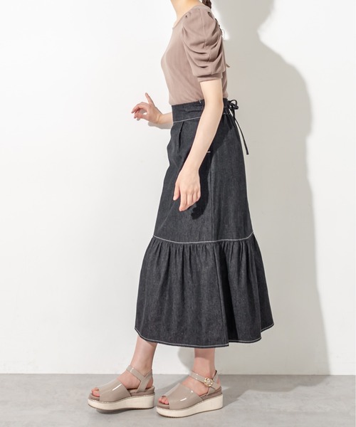 OLIVE des OLIVE（オリーブデオリーブ）の「サス付マーメイドスカート（スカート・レディース・サックスブルー/ブラック/ワンウォッシュ・FREE）」の4枚目の写真