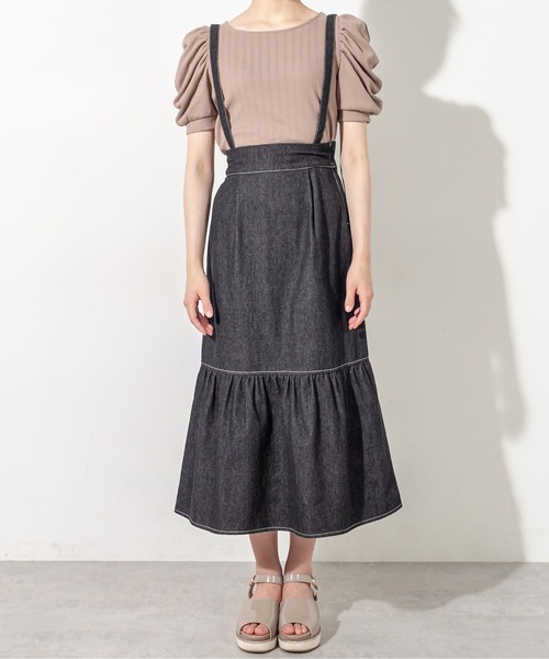 OLIVE des OLIVE（オリーブデオリーブ）の「サス付マーメイドスカート（スカート・レディース・サックスブルー/ブラック/ワンウォッシュ・FREE）」の6枚目の写真