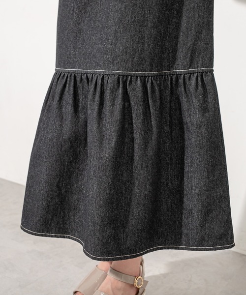 OLIVE des OLIVE（オリーブデオリーブ）の「サス付マーメイドスカート（スカート・レディース・サックスブルー/ブラック/ワンウォッシュ・FREE）」の7枚目の写真