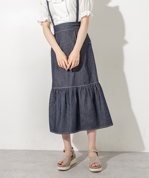 OLIVE des OLIVE（オリーブデオリーブ）の「サス付マーメイドスカート（スカート・レディース・サックスブルー/ブラック/ワンウォッシュ・FREE）」の9枚目の写真