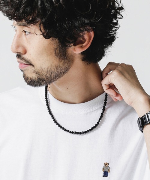 NANO universe（ナノユニバース）の「フェイクパールネックレス（ネックレス・メンズ・ブラック/オフホワイト・FREE）」の4枚目の写真