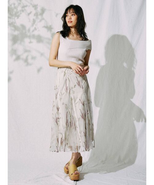 MERCURYDUO（マーキュリーデュオ）の「チュールエスニックエンブロイダリースカート（スカート・レディース・アイボリー/ミント・SMALL/MEDIUM）」の5枚目の写真