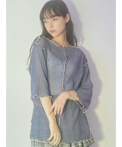 merry jenny（メリージェニー）の「エアリーメロウハーフスリーブTOPS（Tシャツ/カットソー・レディース・ピンク/グリーン/ブルー/ブラウン・FREE）」の3枚目の写真