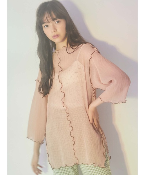 merry jenny（メリージェニー）の「エアリーメロウハーフスリーブTOPS（Tシャツ/カットソー・レディース・ピンク/グリーン/ブルー/ブラウン・FREE）」の20枚目の写真