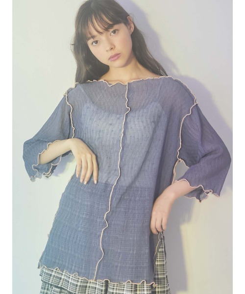 merry jenny（メリージェニー）の「エアリーメロウハーフスリーブTOPS（Tシャツ/カットソー・レディース・ピンク/グリーン/ブルー/ブラウン・FREE）」の21枚目の写真