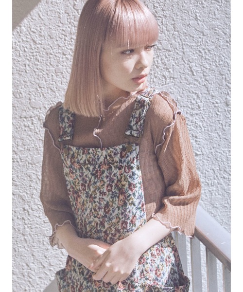 merry jenny（メリージェニー）の「エアリーメロウハーフスリーブTOPS（Tシャツ/カットソー・レディース・ピンク/グリーン/ブルー/ブラウン・FREE）」の9枚目の写真