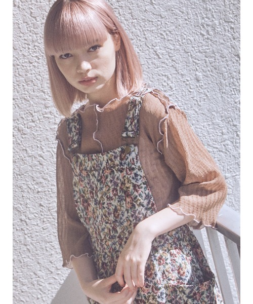 merry jenny（メリージェニー）の「エアリーメロウハーフスリーブTOPS（Tシャツ/カットソー・レディース・ピンク/グリーン/ブルー/ブラウン・FREE）」の10枚目の写真