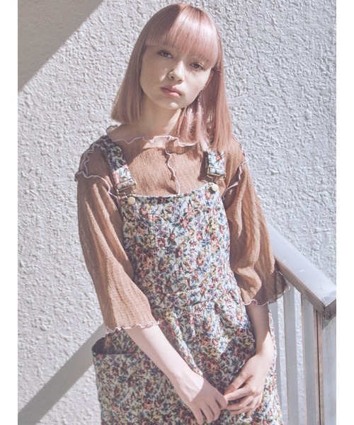 merry jenny（メリージェニー）の「エアリーメロウハーフスリーブTOPS（Tシャツ/カットソー・レディース・ピンク/グリーン/ブルー/ブラウン・FREE）」の12枚目の写真