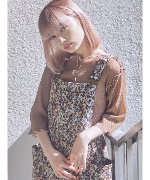 merry jenny（メリージェニー）の「エアリーメロウハーフスリーブTOPS（Tシャツ/カットソー・レディース・ピンク/グリーン/ブルー/ブラウン・FREE）」の13枚目の写真