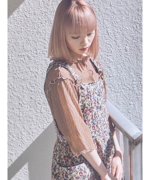 merry jenny（メリージェニー）の「エアリーメロウハーフスリーブTOPS（Tシャツ/カットソー・レディース・ピンク/グリーン/ブルー/ブラウン・FREE）」の14枚目の写真